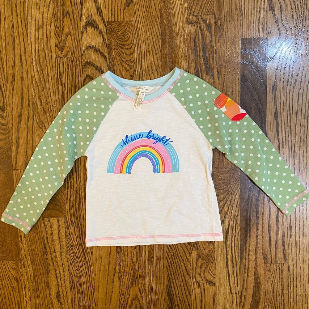 Matilda Jane White and Green Rainbow Tee
